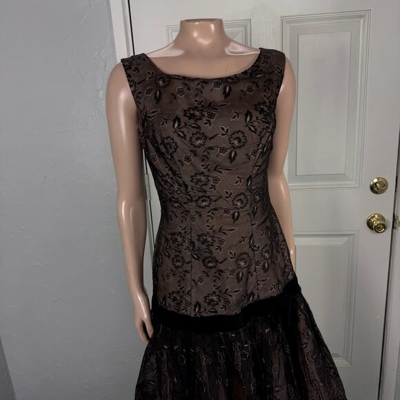 Vintage 50's 60s Nicholas Ungar Dress Acetate Floral Party Formal Evening YY25 - Picture 2 of 8